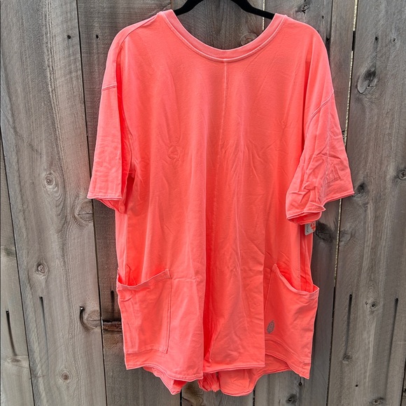Free People Movement Hot Shot Tee Romper in Neon Coral - Picture 3 of 8